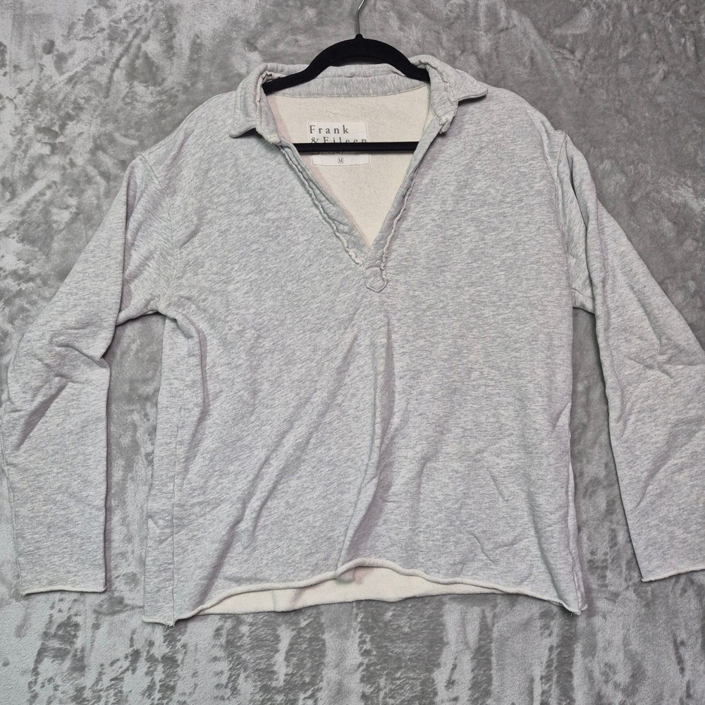 Frank & Eileen Tee Lab Grey Cotton French Terry V-Neck Sweatshirt LAB510TF M